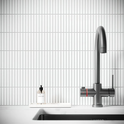 Stick Mosaic Snow Pearl White Glazed Porcelain Wall Tile