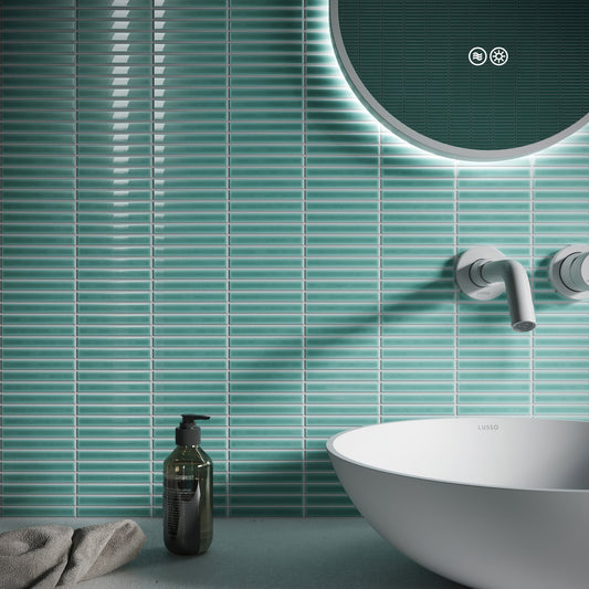 Stick Mosaic Tiffany Blue Glazed Porcelain Wall Tile