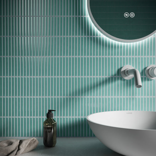 Stick Mosaic Tiffany Blue Glazed Porcelain Wall Tile