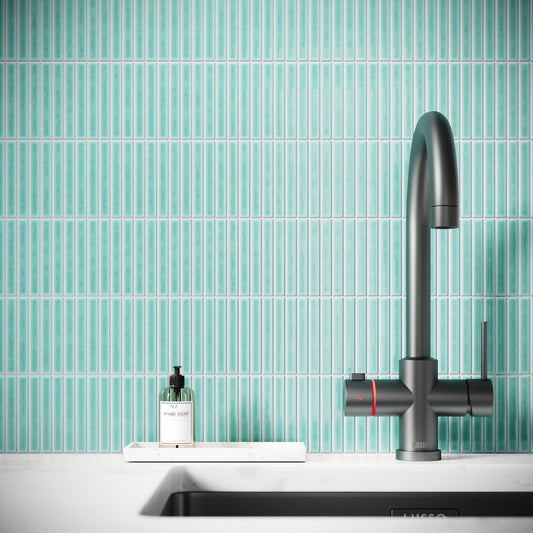 Stick Mosaic Tiffany Blue Glazed Porcelain Wall Tile