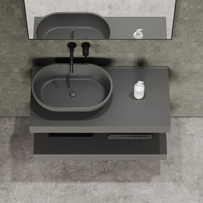 Stone Wall Hung Countertop Basin Shelf & Towel Shelf (1000mm Wide - Clay)