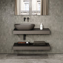 Stone Wall Hung Countertop Basin Shelf & Towel Shelf (1000mm Wide - Earth)