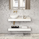 Stone Wall Hung Countertop Basin Shelf & Towel Shelf (1000mm Wide - Polished White)