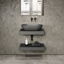 Stone Wall Hung Countertop Basin Shelf & Towel Shelf (660mm Wide - Clay)