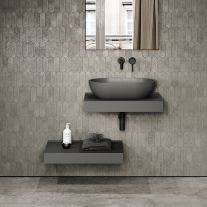 Stone Wall Hung Countertop Basin Shelf & Towel Shelf (660mm Wide - Clay)