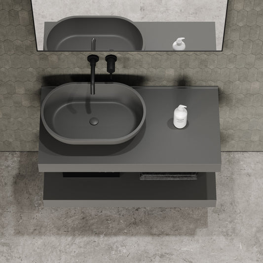 Stone Wall Hung Countertop Basin Shelf (1000mm Wide - Clay)