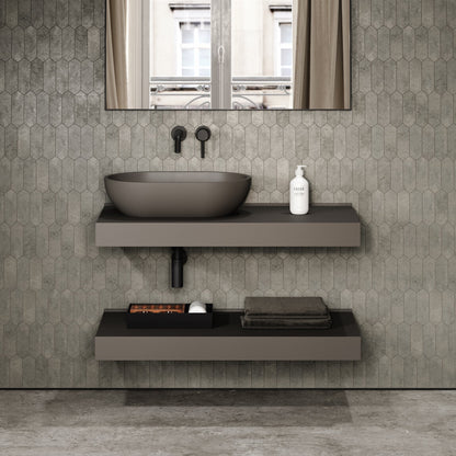 Stone Wall Hung Countertop Basin Shelf (1000mm Wide - Earth)