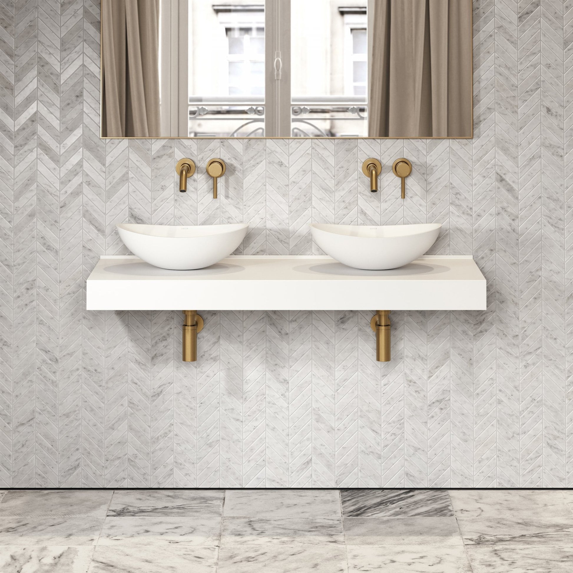Stone Wall Hung Countertop Basin Shelf (1400mm Wide - Matte)