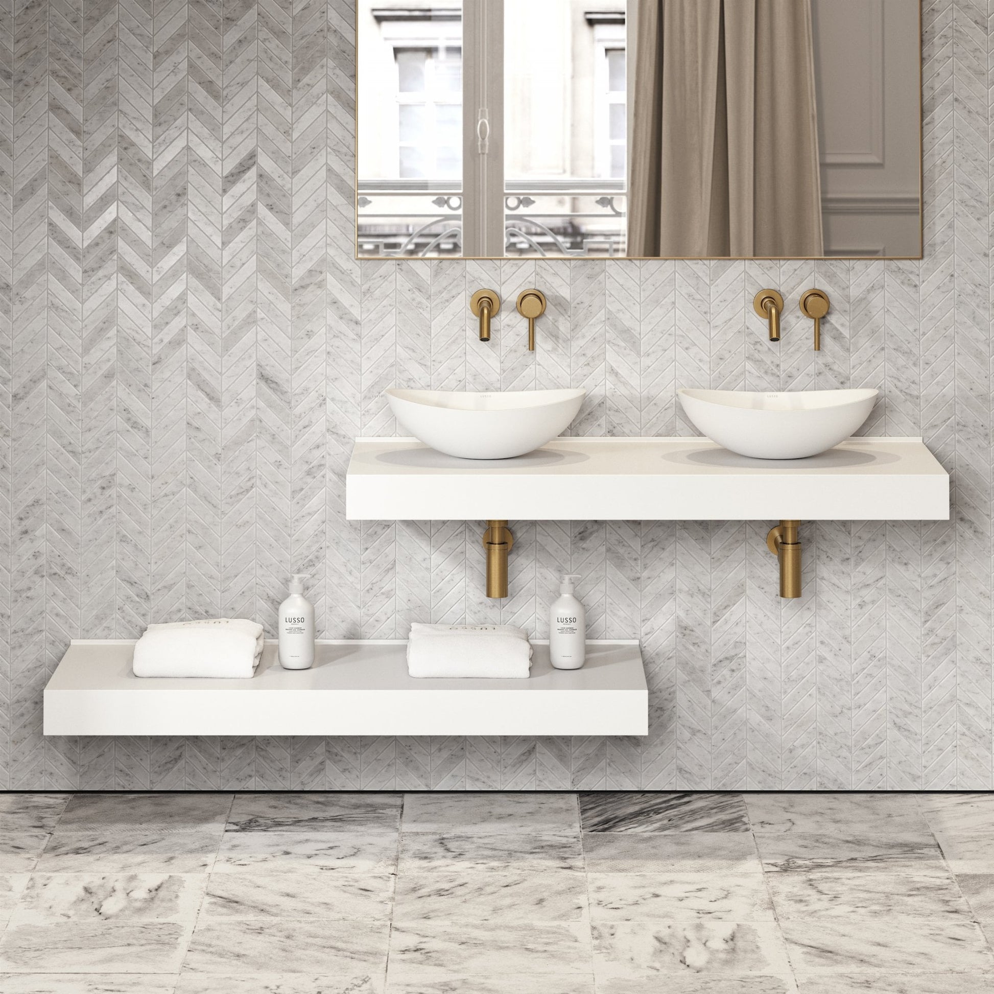 Stone Wall Hung Countertop Basin Shelf (1400mm Wide - Matte)