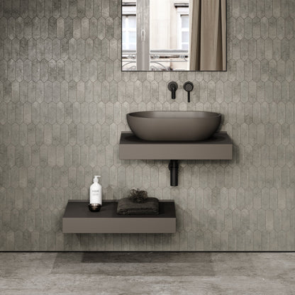 Stone Wall Hung Countertop Basin Shelf (660mm Wide - Earth)