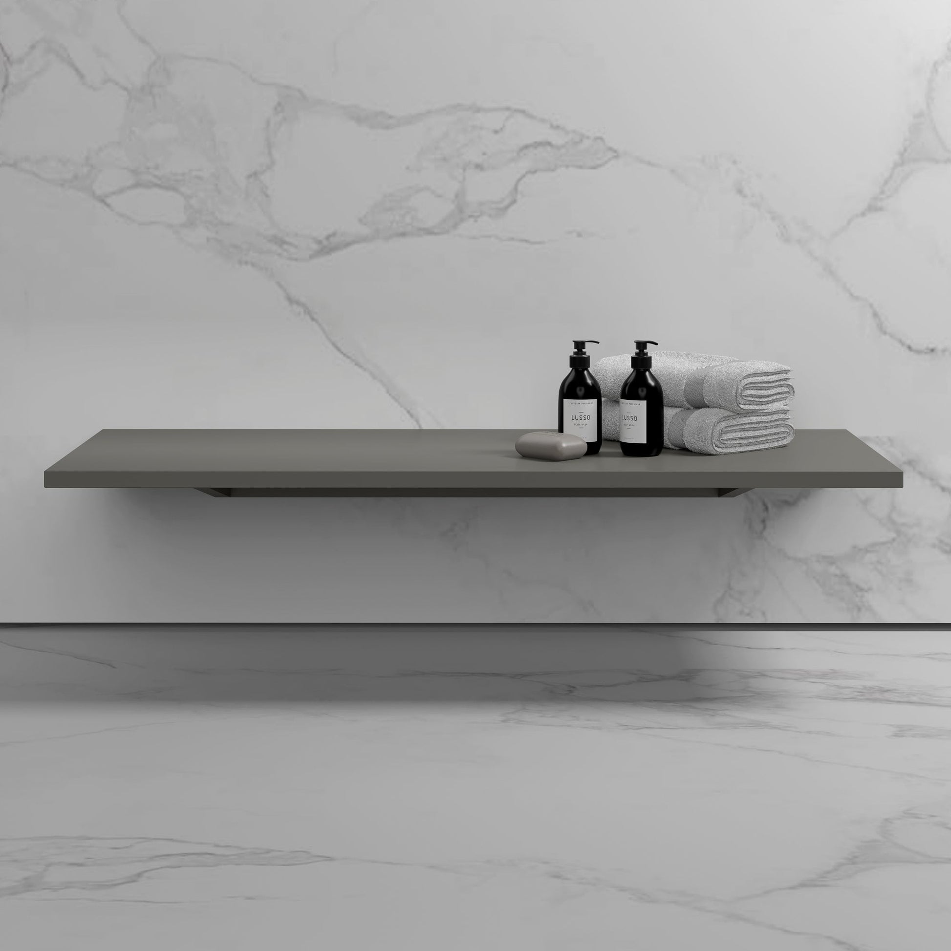 Stone Wall Hung Slimline Towel Shelf (1000mm Wide - Clay)