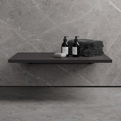 Stone Wall Hung Slimline Towel Shelf (660mm Wide - Charcoal)