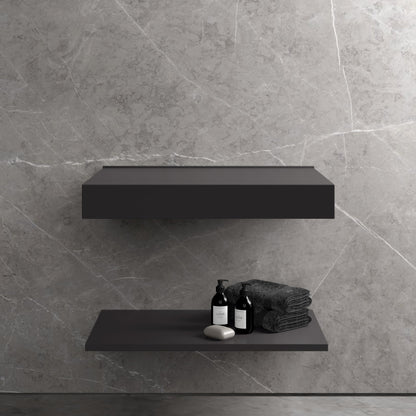 Stone Wall Hung Slimline Towel Shelf (660mm Wide - Charcoal)