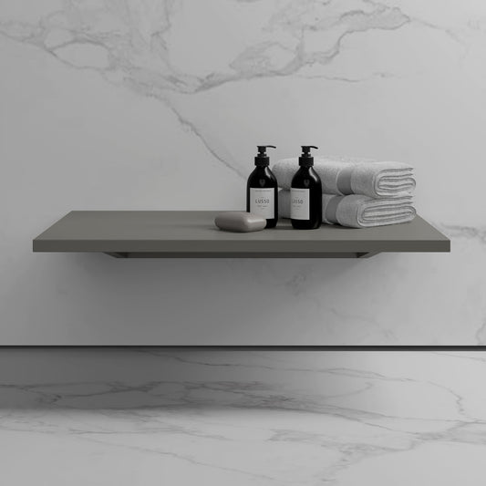 Stone Wall Hung Slimline Towel Shelf (660mm Wide - Clay)