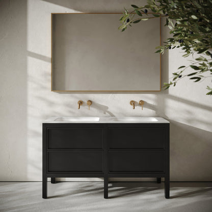Stratford Bathroom Vanity Unit Black with Carrara Marble 1400mm