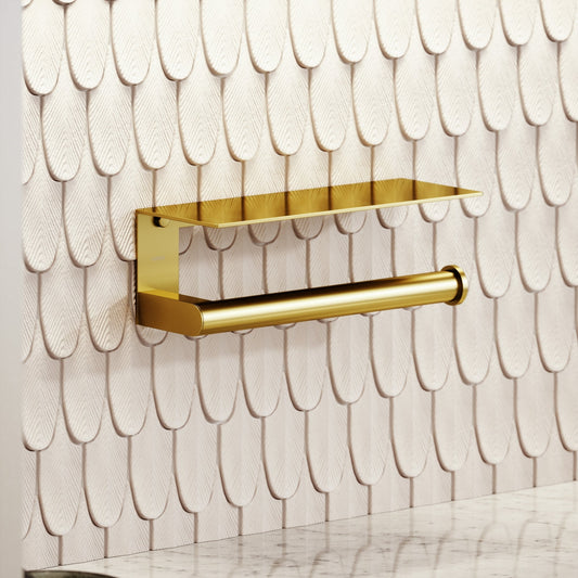 Tempo Brushed Gold Wall Mounted Kitchen Roll Holder