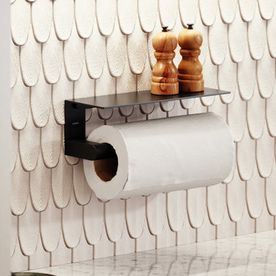 Tempo Matte Black Wall Mounted Kitchen Roll Holder