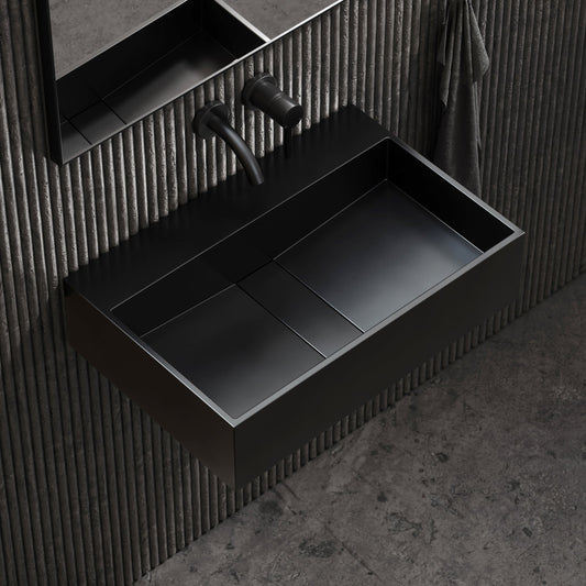 Thinn Matte Black Wall Mounted Basin 600mm