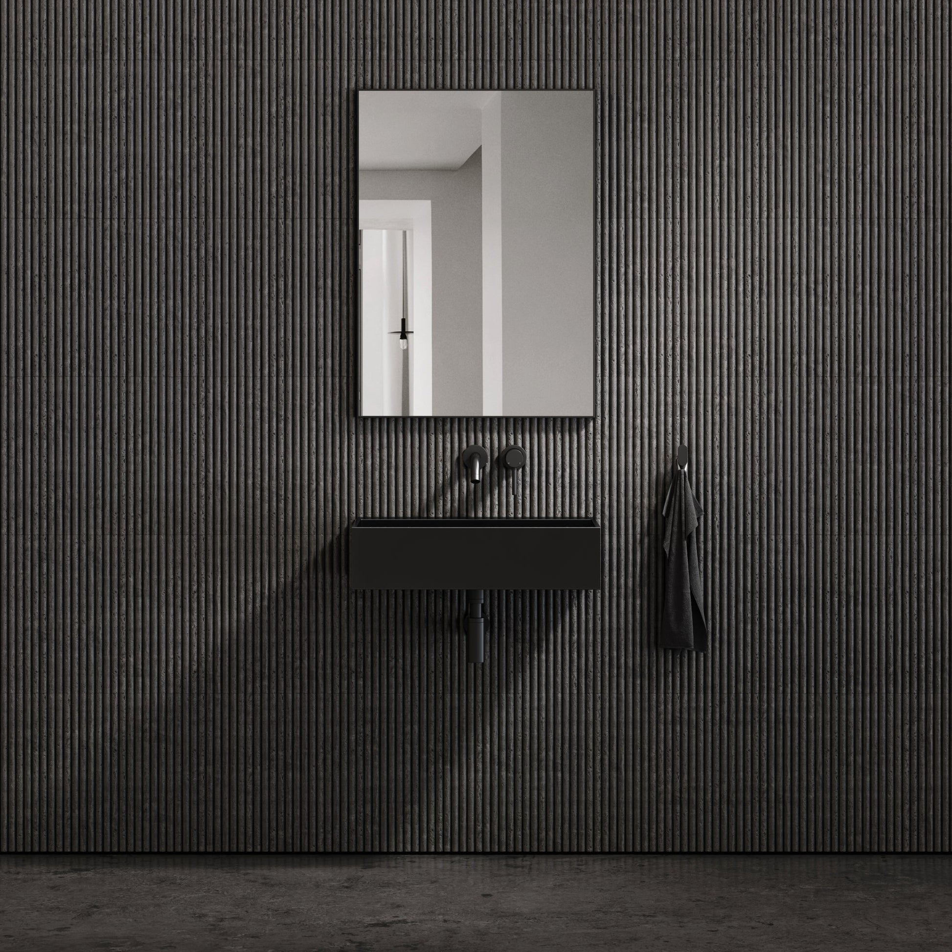 Thinn Matte Black Wall Mounted Basin 600mm