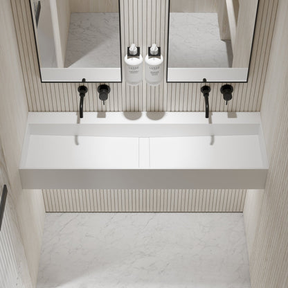 Thinn Wall Hung Double Stone Basin 1200mm