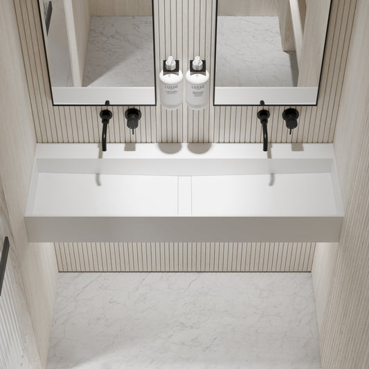 Thinn Wall Hung Double Stone Basin 1200mm