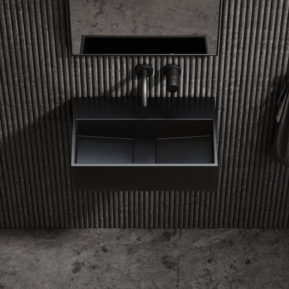 Thinn Wall Mounted Matte Black Basin 500mm