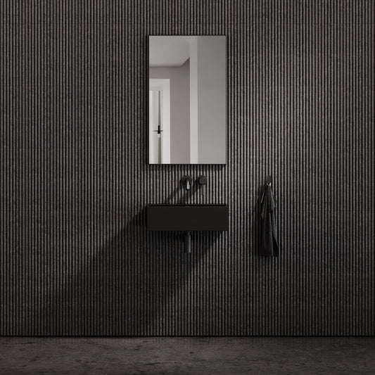 Thinn Wall Mounted Matte Black Basin 500mm