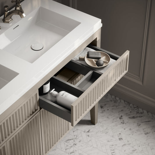 Tiffany Velvet Beige Wood Grain Double Vanity Unit 1200mm