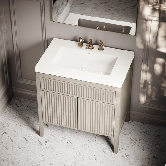 Tiffany Velvet Beige Wood Grain Vanity Unit 800mm