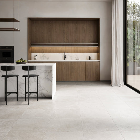Torino Crema True Limestone Porcelain Wall or Floor Tile 600 x 600mm