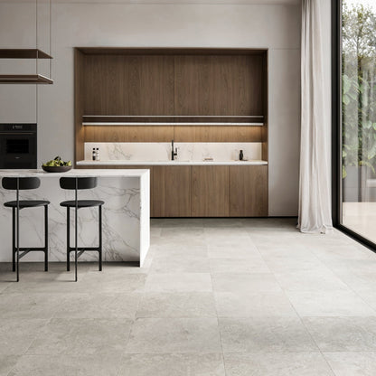 Torino Grigio True Limestone Porcelain Wall or Floor Tile 600 x 600mm