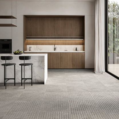 Torino Taupe True Limestone Chevron Porcelain Wall or Floor Tile 600 x 600mm