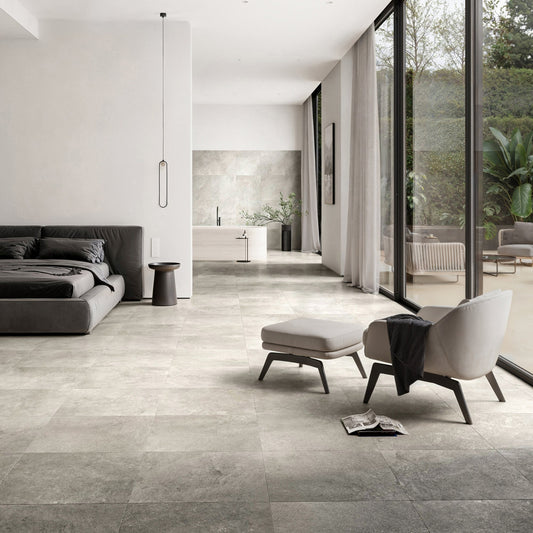 Torino Taupe True Limestone Porcelain Wall or Floor Tile 600 x 600mm