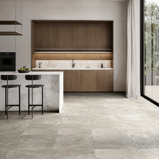 Torino Taupe True Limestone Porcelain Wall or Floor Tile 600 x 600mm