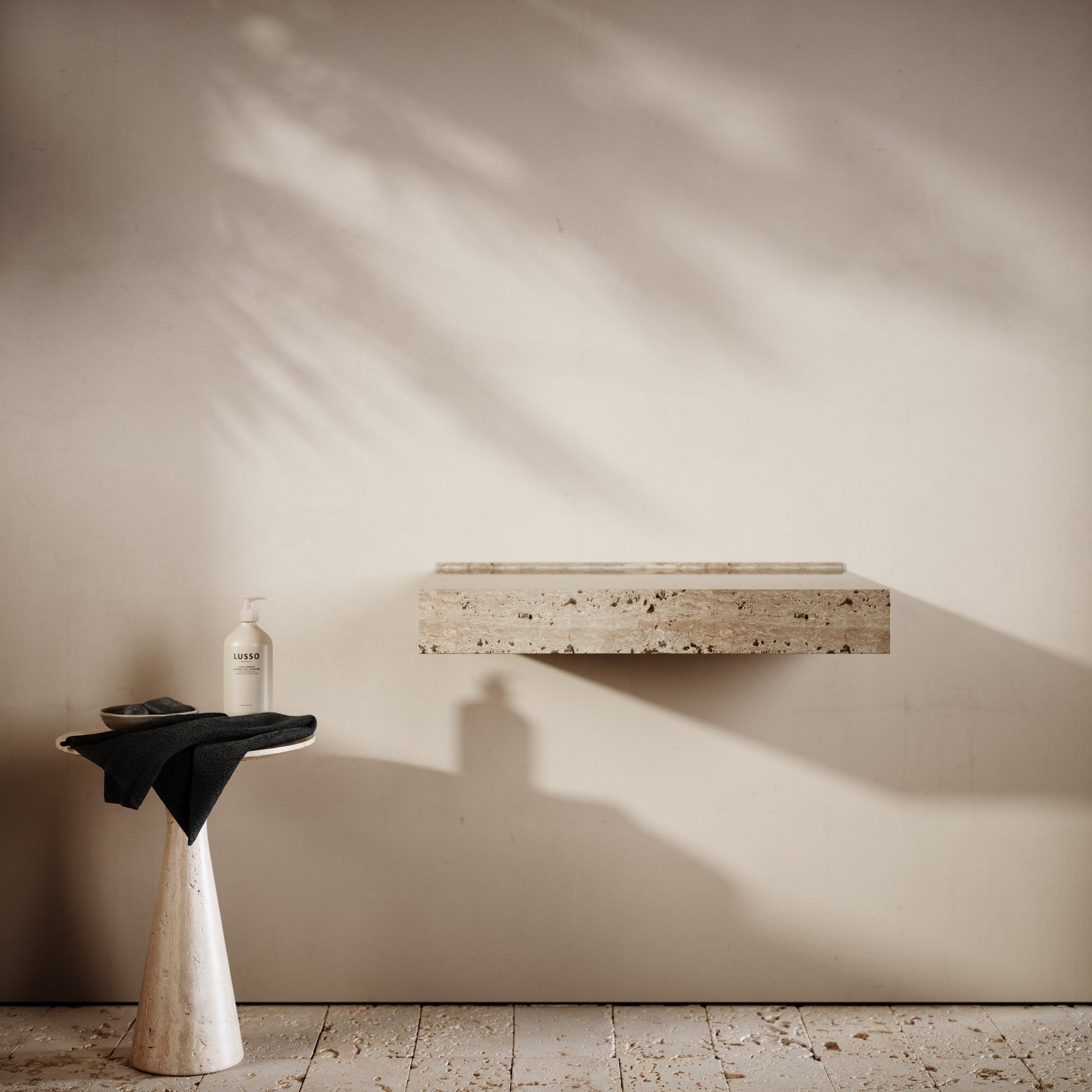 Travertine Countertop Basin Shelf 660mm