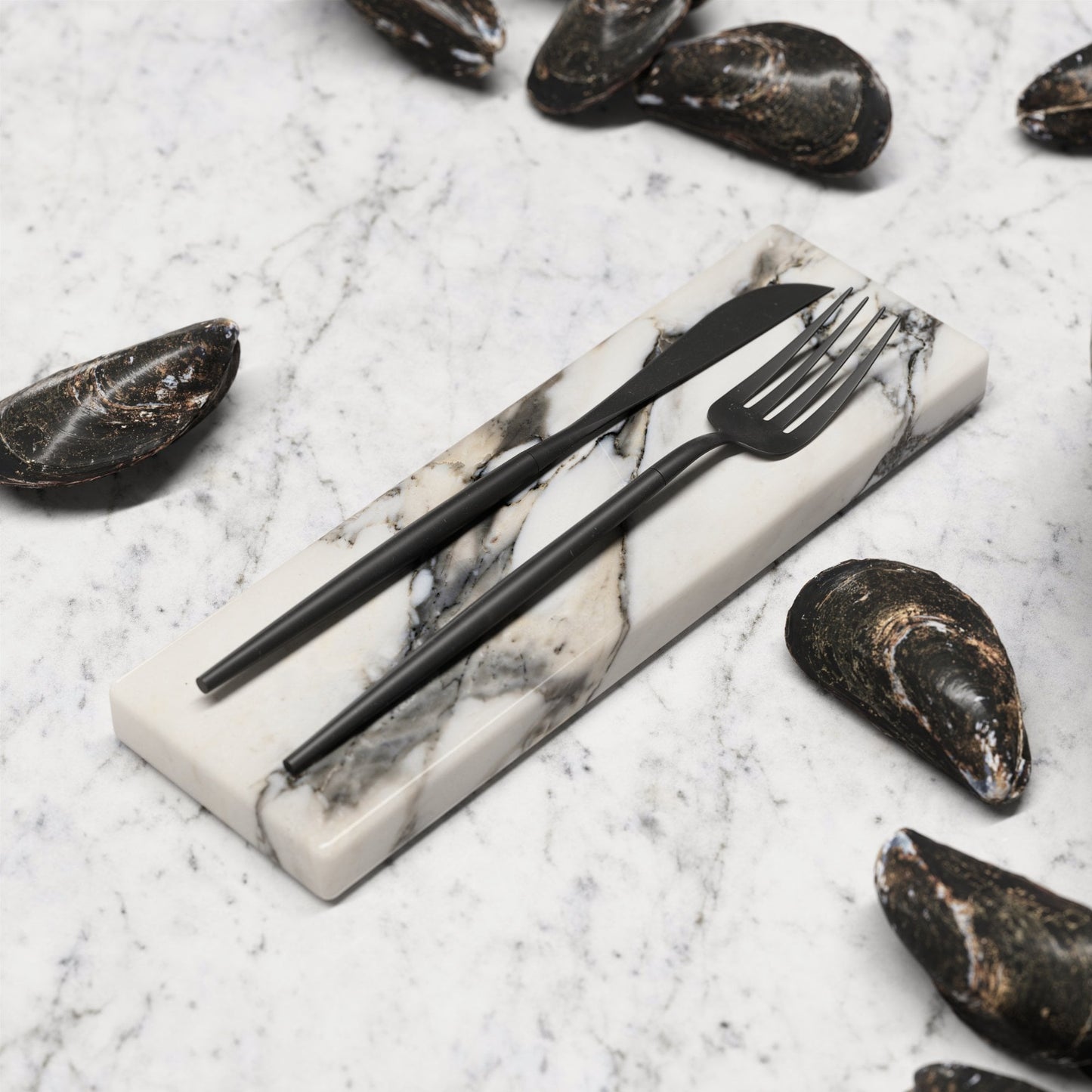 Tresor Arabescato Marble Cutlery Holder (Pair)