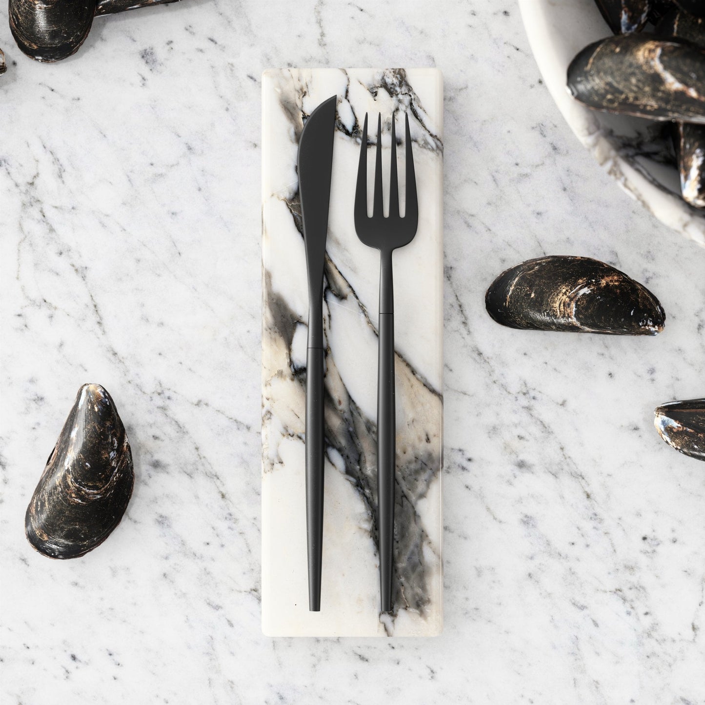 Tresor Arabescato Marble Cutlery Holder (Pair)