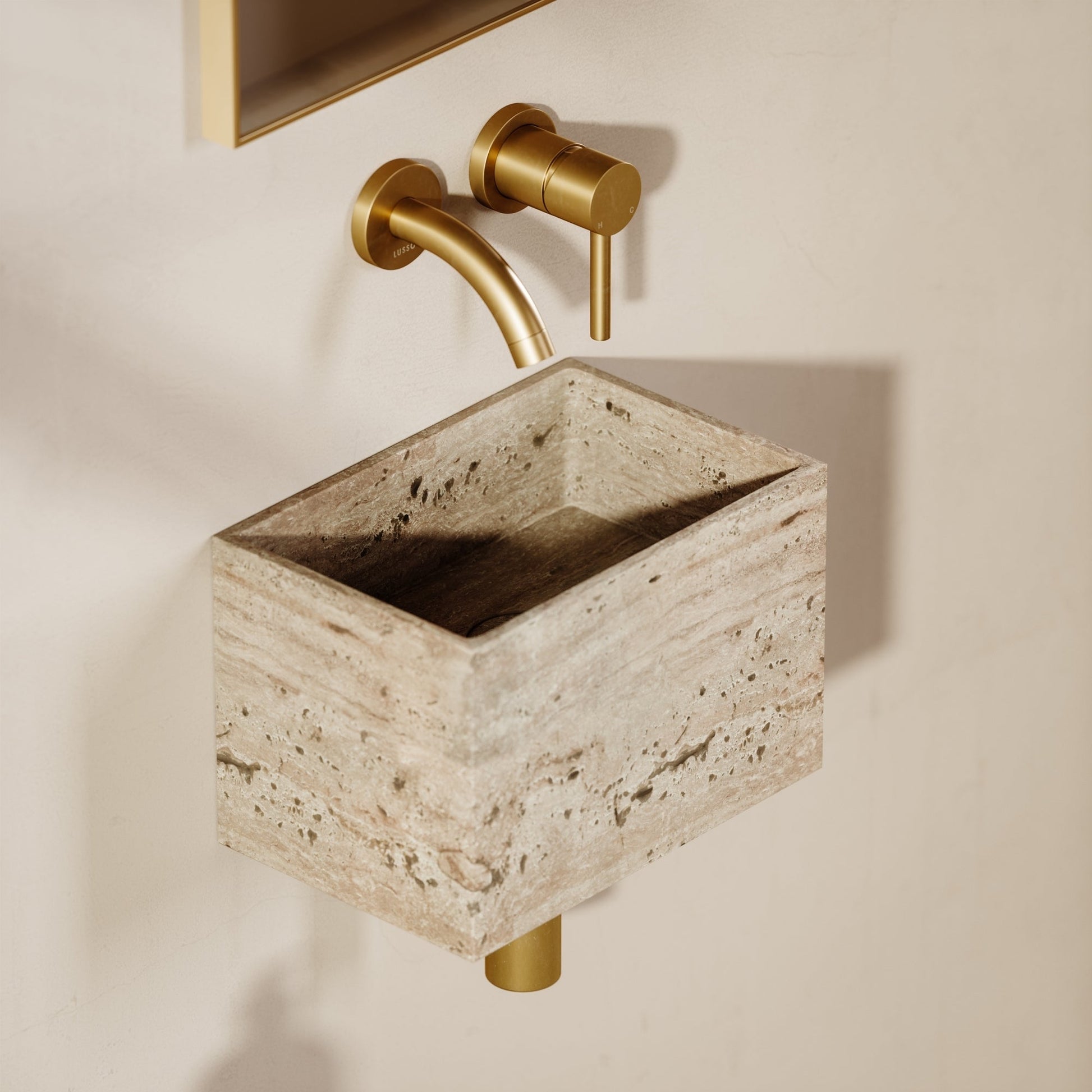 Tucci Travertine Stone Wall Hung Basin 300mm