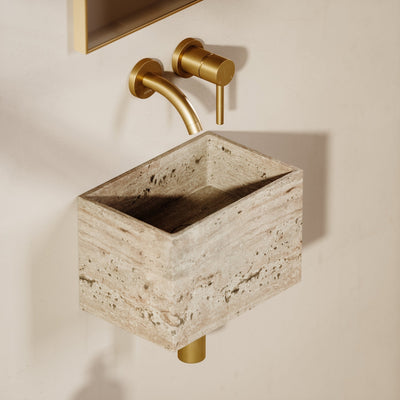 Tucci Travertine Stone Wall Hung Basin 300mm