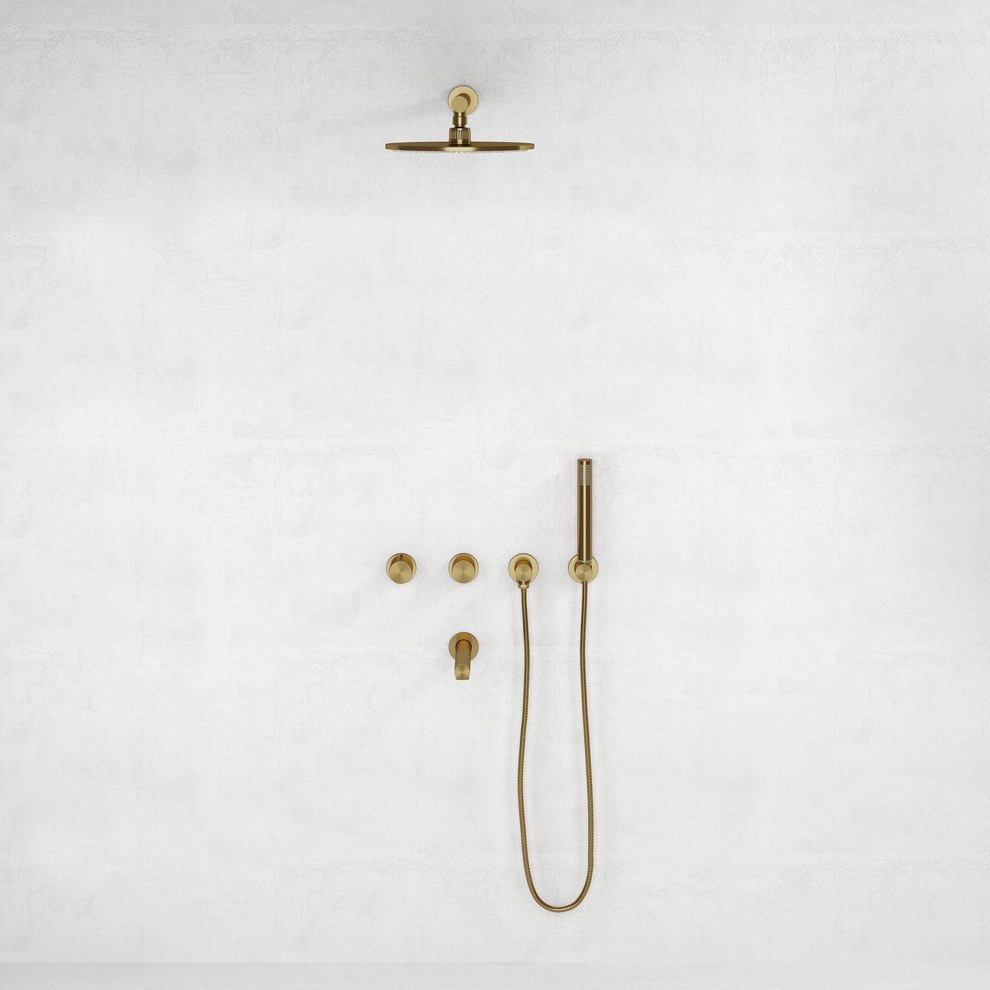 Urban Brushed Gold 3-Way Thermostatic Shower with Handheld Shower & Bath Spout