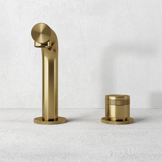 Urban Brushed Gold Deck Mounted Basin Mixer Tap