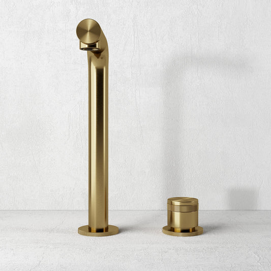 Urban Brushed Gold Tall Deck Mounted Basin Mixer Tap