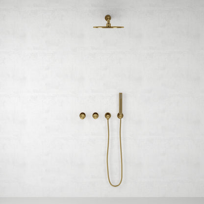 Urban Brushed Gold Thermostatic Shower with Handheld Shower