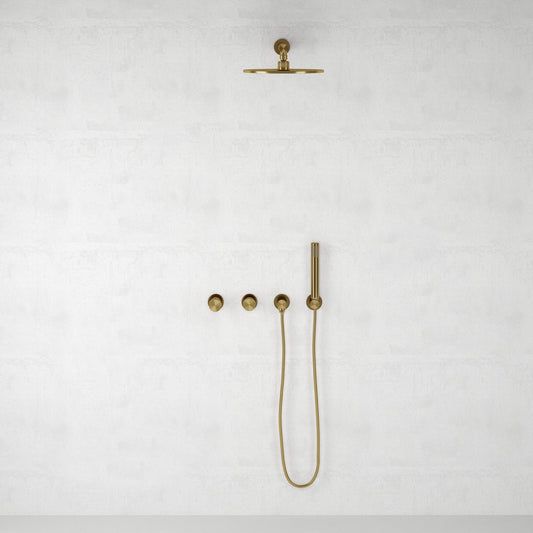 Urban Brushed Gold Thermostatic Shower with Handheld Shower