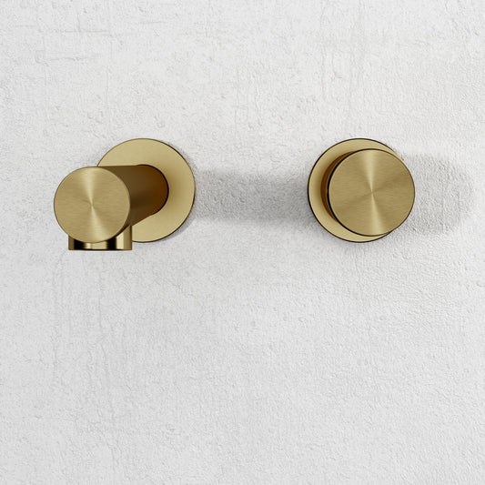 Urban Brushed Gold Wall Mounted Basin Mixer Tap