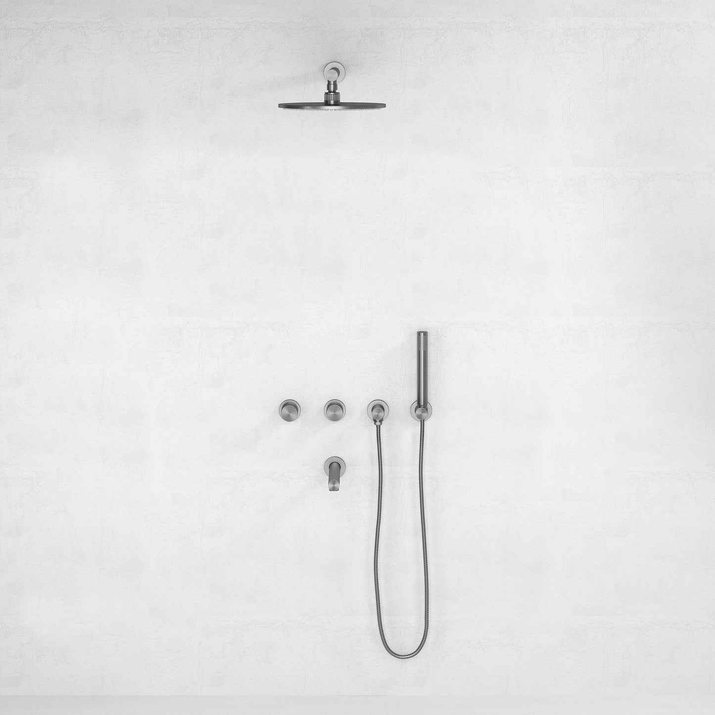 Urban Brushed Stainless 3-Way Thermostatic Shower with Handheld Shower & Bath Spout