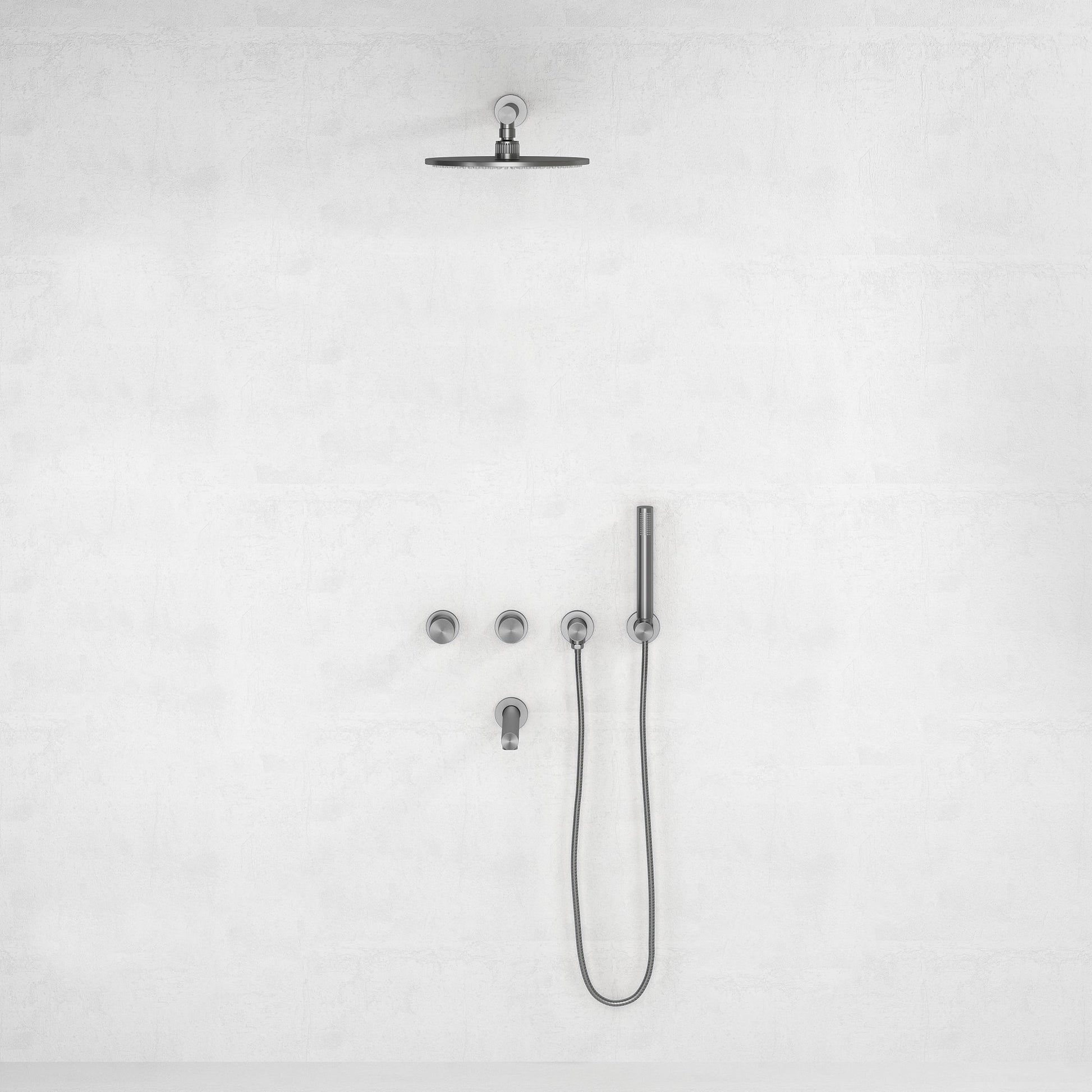 Urban Brushed Stainless 3-Way Thermostatic Shower with Handheld Shower & Bath Spout