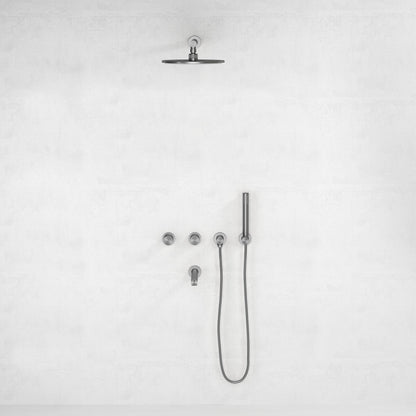 Urban Brushed Stainless 3-Way Thermostatic Shower with Handheld Shower & Bath Spout