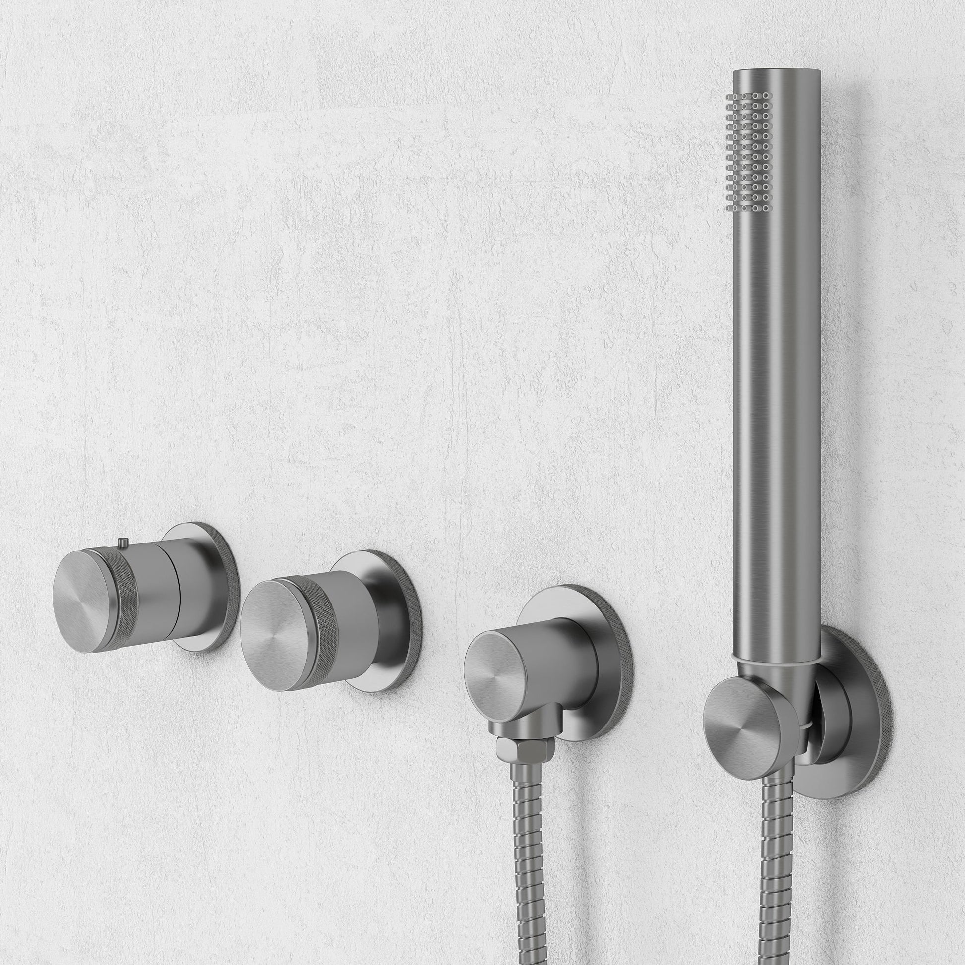 Urban Brushed Stainless Thermostatic Shower with Handheld Shower