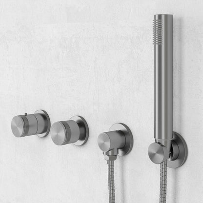 Urban Brushed Stainless Thermostatic Shower with Handheld Shower